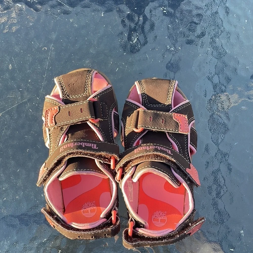 TIMBERLAND Toddler's Mad River Close Toe Sandal Pink & Brown Hiking Sz 9